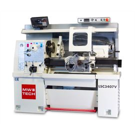 Tour à métaux industiel hauteur des pointes 171 mm entre-pointe 760 mm alésage 40 mm 3,75 kW 400V + vitesses variables MW-Tech LSC3407V