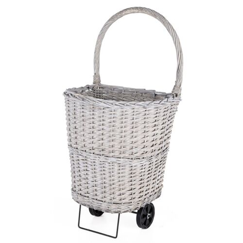 Chariot à bûches en osier et acier