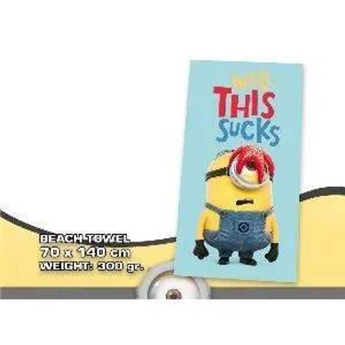 Serviette De Bain - Minions - Star - 100% Coton - 70 X 140 Cm - Jaune