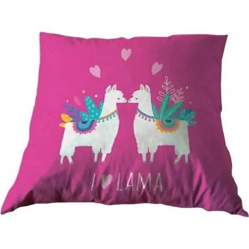 Coussin - I Love Lama - 35x35 Cm - 100% Polyester - Rose - Intérieur