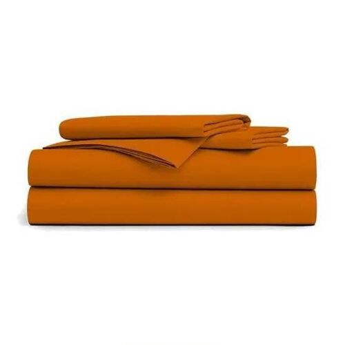 Drap Plat - Dublanc - 180x290cm - Orange - 100% Coton - Grand Bonnet Extensible