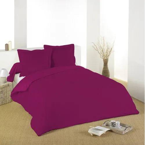 Taie D'oreiller - Gamme Alicia - Framboise - 65x65 Cm - 100% Coton - Finition Bourdon Volant 5 Cm