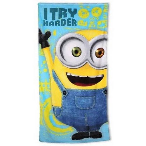 Serviette De Plage - Les Minions - I Try Harder - 70x140 Cm - Coton - Lavable