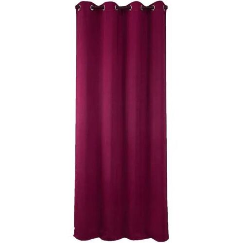 Rideau Occultant - Uni Effet Sablé - 100% Polyester - 140 X 260 Cm - Rouge Bordeaux