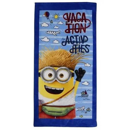 Serviette De Bain - Minions - 70 X 140 Cm - Coton - Bleu Marine - Junior