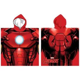 Serviette Poncho - Avengers - 55 X 110 Cm - 100% Coton - Rouge - Lavable