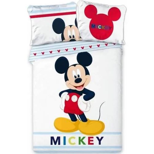 Parure De Couette - Homerokk - Mickey Disney - 140x200 Cm - Drap Housse 90x190 - Blanc