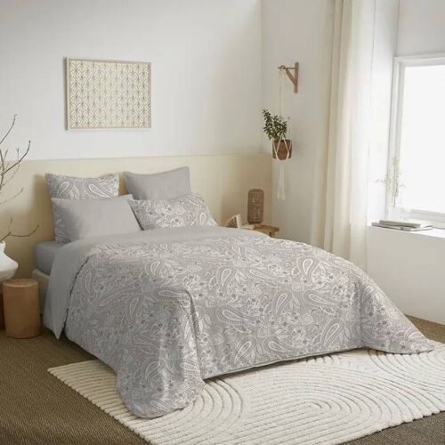 Housse De Couette Réversible - Cachemire Naturel - King Size - 6 Pièces - 100% Coton - Lavable En Machine
