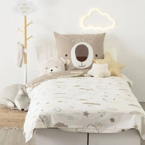 Parure De Couette - Ours - 140x200 Cm - Réversible - 100% Coton - 57 Fils/Cm²