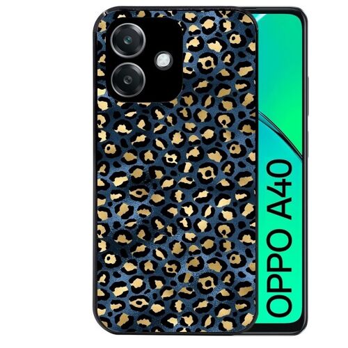 Coque Noire Pour Oppo A40 Motif Leopard Bleu
