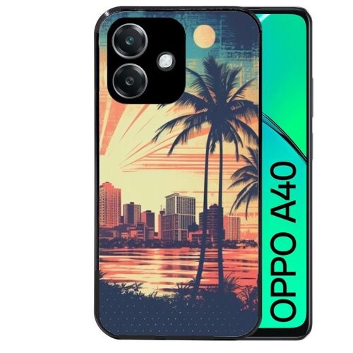 Coque Noire Pour Oppo A40 Hawaii Retro