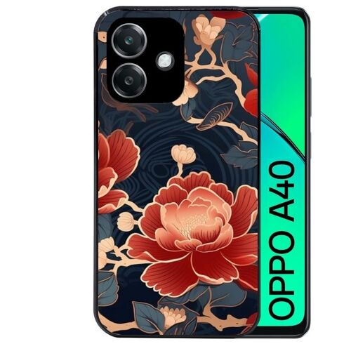 Coque Noire Pour Oppo A40 Fleur Japan