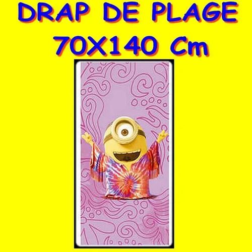 Serviette De Plage - Les Minions - 70's - 70 X 140 Cm - Jaune - Lavable