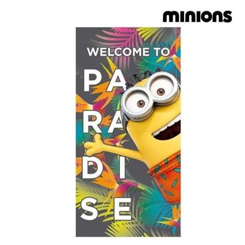 Serviette De Plage - Minions - 70 X 140 Cm - 100% Coton - Jaune - Absorbante Et Confortable