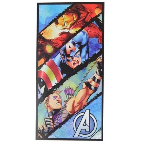 Serviette De Plage - Avengers - 70x140 Cm - Coton - Bleu Marine - Imprimée