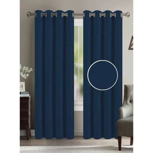 Rideaux - Homerokk - Effet Lin - 140 X 260 Cm - Bleu Marine - Tamisant