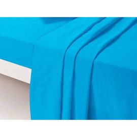 Drap Plat - Dp135 - Bleu - 240 Cm X 300 Cm - 100% Coton - Lavable En Machine À 60°