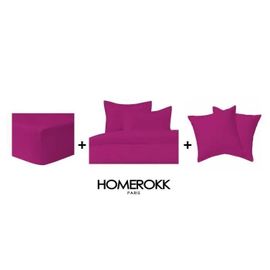 Ensemble De Literie - Homerokk - Housse De Couette 220x240 - 2 Taies 65x65 - Drap Housse 140x190 - Fuchsia