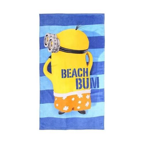 Serviette De Bain - Minions - 70x140cm - 100% Coton - Bleu - Rectangulaire