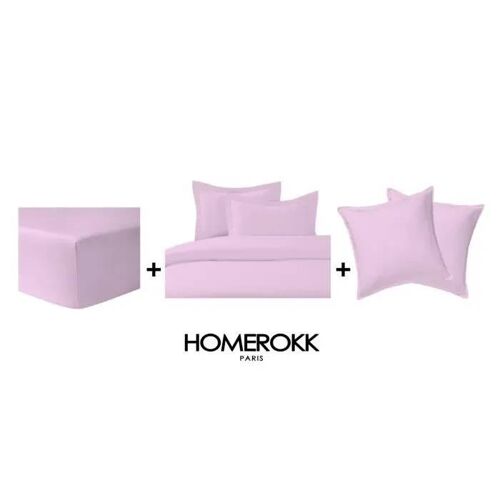 Ensemble De Literie - Homerokk - Housse De Couette 220x240 - 2 Taies 65x65 - Drap Housse 160x200 - Rose Pâle