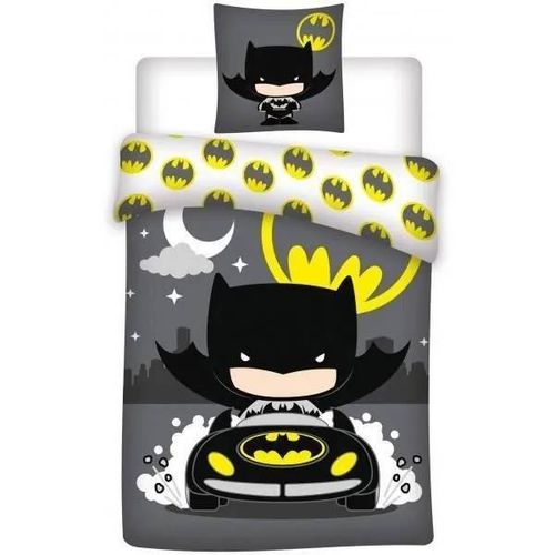 Parure De Lit - Batman - Housse De Couette 140x200 Cm - 100% Coton - Lavable En Machine - Licence Officielle