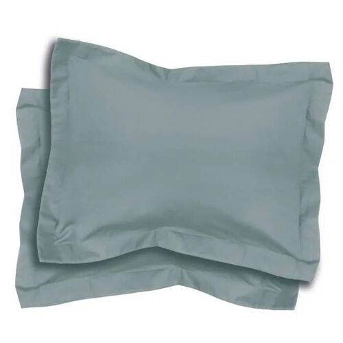 Taies D'oreiller - 100% Coton - Gris - 50x70 Cm - Lot De 2 - Tissage 57 Fils/Cm2