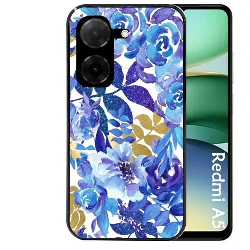 Coque Noire Pour Redmi A5 4g Et Poco C71 Fleur Bleu