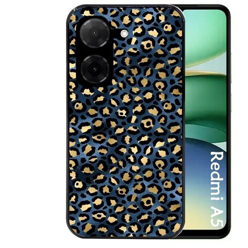 Coque Noire Pour Redmi A5 4g Et Poco C71 Motif Leopard Bleu