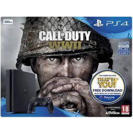 Console de salon - Sony - PS4 500 Go - Call of Duty WW2 - Noir - Bundle