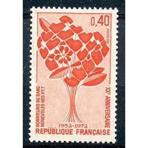 20ème Anniversaire Des Donneurs De Sang Bénévoles Des P.T.T. Année 1972 N° 1716 Yvert Et Tellier Luxe