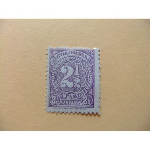 89 Colombia Antioquia 1902 / Sello Retardo Cifras / Yvert 3 (*)