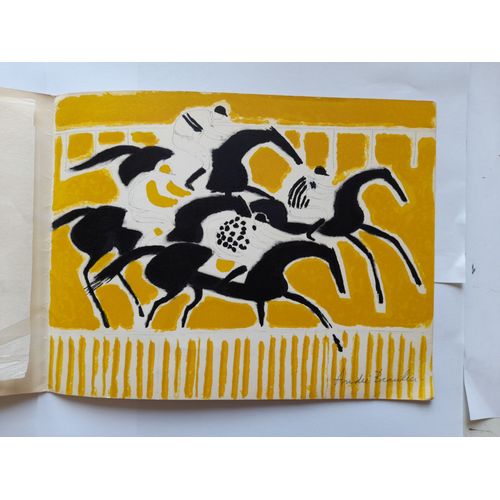 André Brasilier - Carte De Voeux 1972 - Lithographie 2 Couleurs Signée Et Dédicacée - 27cms * 20,8cms.