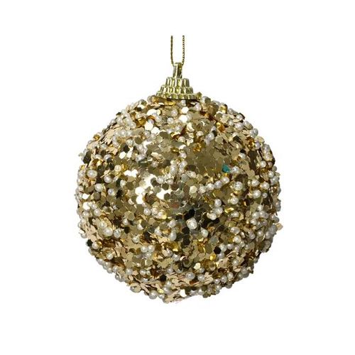 Pallina Di Natale Con Paillettes, Oro, Ø8 Cm, Natale, Addobbi Di Natale