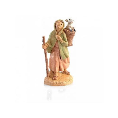 Fontanini Pastorella Con Agnellino 6,5cm Statuina Presepe In Resina (F-250)