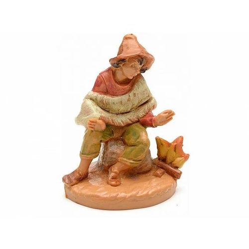 Fontanini Pastore Con Fuoco 6,5cm In Resina Statuina Presepe (F-256)