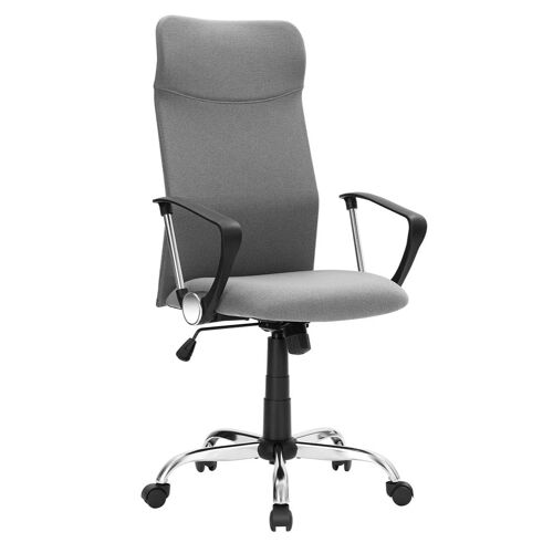 Fauteuil de bureau chaise ergonomique siège rembourré pivotant en tissu hauteur réglable mécanisme basculent charge 120 kg gris Helloshop26 12_0005876