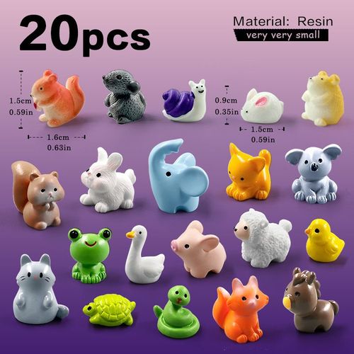 10 Pièces Lapin De Noël Dinosaures Capybara Canard Renard Cochon Chat Tortue Grenouille Figurine Miniature Fée Jardin Décoration Accessoires - Type 20pcs Small Animal-D-General Brand