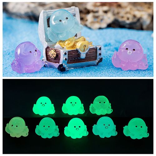 Mini Figurines Miniatures Lumineuses Qui Brillent Dans La Nuit,Animaux Champignons,Paysage,Maison De Poupée,Décoration De Maison,Accessoires De Jardin Féerique - Type 5pcs Octopus-General Brand