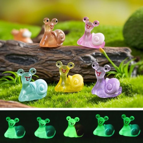 Mini Figurines Miniatures Lumineuses Qui Brillent Dans La Nuit,Animaux Champignons,Paysage,Maison De Poupée,Décoration De Maison,Accessoires De Jardin Féerique - Type 5pcs Snail-General Brand