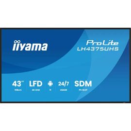 iiyama LH4375UHS-B2AG Écran d'affichage dynamique Écran plat de signalisation numérique 42.5" LCD Wifi 500 cd/m² 4K Ultra HD Noir Intégré dans le processeur Android 11 24/7
