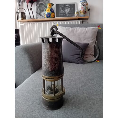 Lampe De Mineur Numérotée De L Ingénieur Des Mines De St Étienne Marsaut Avec Initiales Sur Verre Hj