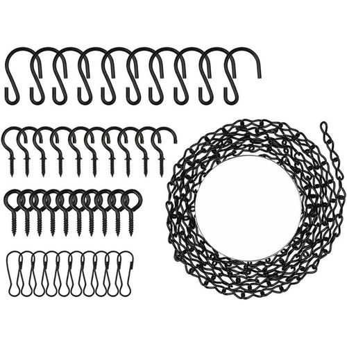 Mevronisshop-Chaîne De Panier Suspendu,Chaîne En Métal De Suspension,5 M Chaîne De Suspension Avec Crochets,Clips,Crochet À Oeil À Vis,Pour Mangeoires,Billboard,Cage À Oiseaux,Lanternes,Jardinières,N