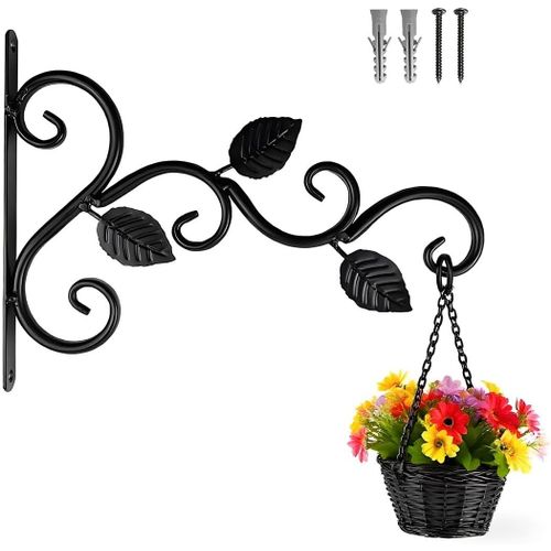 Mevronisshop-Lot De 1 Support Mural En Fer Forgé Robuste Pour Mangeoires À Oiseaux, Jardinières, Lanternes, Clôtures Et Carillons Éoliens 30 Cm