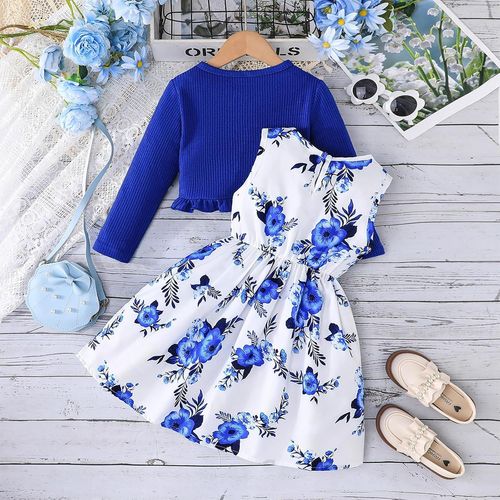 Kalanka-Robe Pour Enfants En Bas Âge Filles Avec Cardigan Ensemble Petite Fille Floral Sans Manches Robe À Volants Manteau Bébé À Manches Longues Tenue
