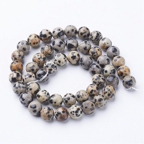 Lot De 40 Perles En Jaspe Dalmatien Naturel – Rondes 8 Mm, Trou 1 Mm (Création Bijoux)