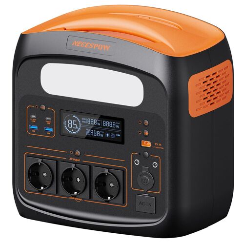 Station d'Alimentation Portable 1102,5Wh NECESPOW N1200 - Batterie LiFePO4,Générateur Solaire 1200W (Crête 1800/3000W),USB-C PD 100W,10 Sorties. Idéal pour Camping-Car,Van Life et Secours Domestique