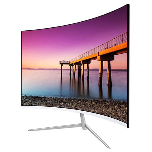 FYHXele FY24FMC-W Moniteur de jeu, écran VA 24 pouces 1080p FHD 16:9, fréquence de rafraîchissement 75 Hz, dalle MVA 2800R, temps de réponse 2 ms, 99 % sRGB, inclinaison réglable, blanc
