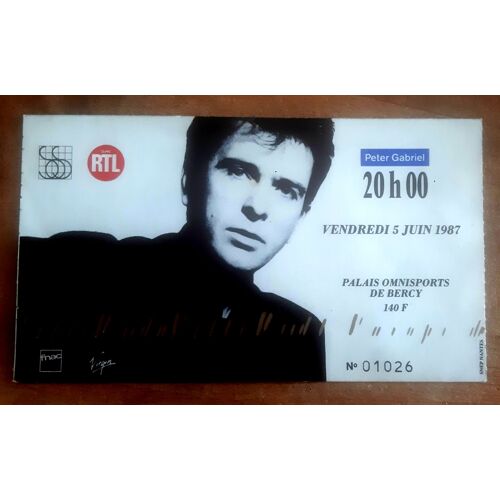 Ticket Billet Place Concert Peter Gabriel 1987 Paris