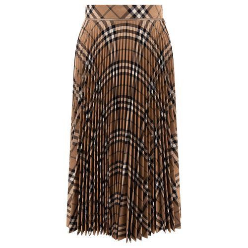 Jupe Plissée À Carreaux En Mélange De Laine Burberry
