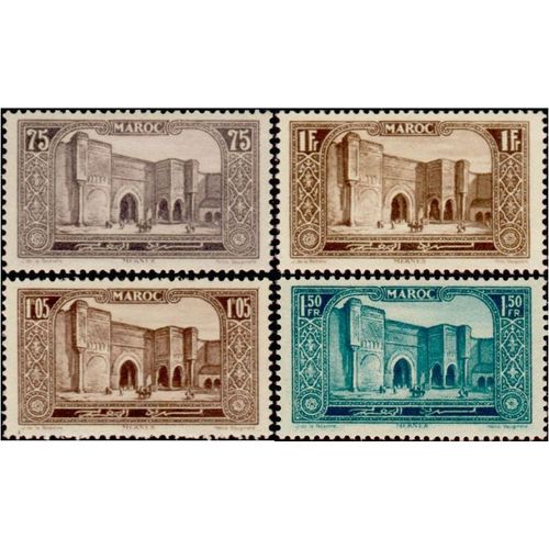 Maroc, Protectorat Français 1923 / 1927, Beaux Timbres Neufs** / * Yvert 115a, 116 117 119, Porte Ab-El-Mansour À Meknes.